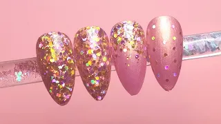 NAIL ART: How To Apply Medium Mix Glitter with Gel Polish 4 Different Ways