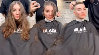 Girl long to flattop with shaved sides makeover (4K remaster and edit)