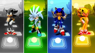 Dark Sonic 🆚 Silver Sonic 🆚 Sonic exe 🆚 Super Sonic exe | Sonic EDM Rush Tiles Hop