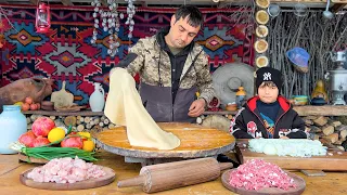 COLD VILLAGE, COLD WEATHER, SNOWY MOUNTAINS! COOKING UNUSUAL DISH WITH EEL FISH | RURAL LIFE