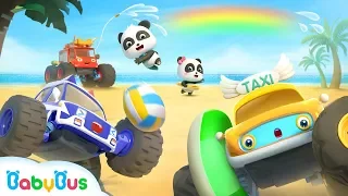 Baby Panda's Summer Vacation | Water Play, Beach Party, Play Beach Volleyball | Monster Car |BabyBus