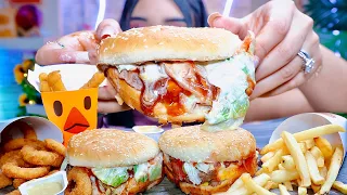 ASMR BURGER KING MUKBANG | EATING CHEESE WHOPPER, BACON KING, CHICKEN FRIES, ONION RINGS *messy*