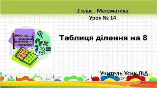 2 клас . Математика Урок № 14 Таблиця ділення на 8