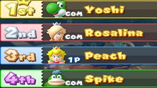 Mario Party 10 - Haunted Trail - Peach vs Rosalina vs Yoshi vs Spike