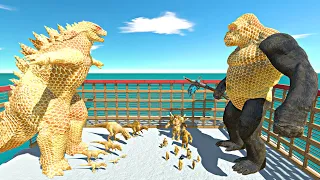 Honey War in Cage | Dinosaurs+Godzilla vs Mutant Primates+King Kong - Animal Revolt Battle Simulator