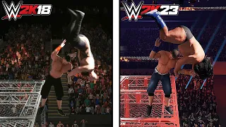 Best Extreme FINISHERS in WWE 2K18 Vs 2K23 !!!