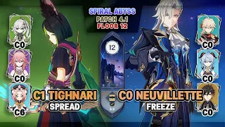 C1 Tighnari Spread & C0 Neuvillette Freeze | Spiral Abyss 4.1 Floor 12 - Genshin Impact