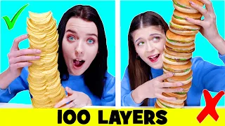 ASMR 100 Layers Food Challenge By LiLiBu