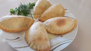 Пирожки с зеленью и творогом.Кутабы в духовке.Pies with cottage cheese and herbs.