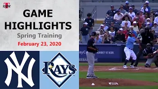 New York Yankees vs. Tampa Bay Rays Highlights - February 23, 2020 (Spring Training)