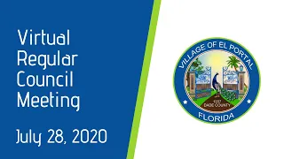 Village of El Portal Virtual Regular Council Meeting July 28, 2020