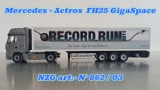 NZG Model - Mercedes Actros FH25, Semi -Trailer Record Run 2011. Scale 1:50