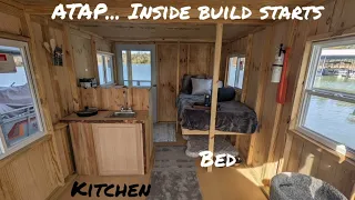 #63 ATAP... Sn2 Ep9 Off Grid Tiny House Houseboat Build Day 11&12 kitchen, Bed, rugs and New Marina.