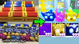 Unboxing 10 Treasure Chest Toys And Got Rainbow Huge Mosaic Griffin! - Pet Simulator X