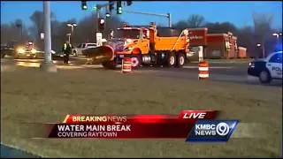 Water main break causes icy mess on eastbound Highway 350 Tuesday