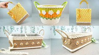 3 Great Ideas DIY Recycle Plastic Bottles And Cardbroad To Basket / DIY At Home / DIY Rope Organizer