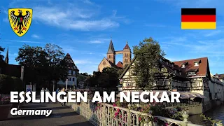 Esslingen am Neckar, Germany. Walk in the Old Town. 4K