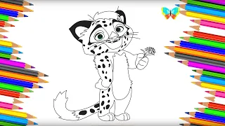 Как нарисовать ЛЕО из мультика Лео и Тиг | Рисуем и Учим Цвета | Coloring Kids