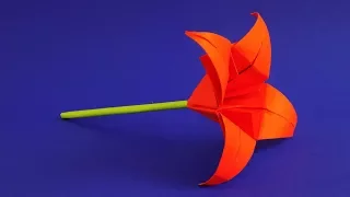 The colors of the paper. Origami Lily. A gift for mom with your own hands