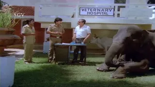 Elephant Hits Dr. Vishnuvardhan's Son | Mahalakshmi | Best Scene of Jayasimha Kannada Movie