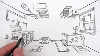 How to Draw a Room in One Point Perspective: A Bird's Eye View