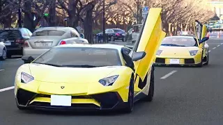 アヴェンタドール他 スーパーカー目撃 加速サウンド／Supercars sound in Tokyo. AventadorSV, 675LT, 458, AMGGT and more