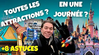 TOUTES les ATTRACTIONS de DISNEYLAND PARIS en UNE JOURNÉE !? (+8 astuces pour les files d'attente)