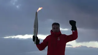 Passage du relais de  la Flamme Olympique du Pic du Midi à Lourdes