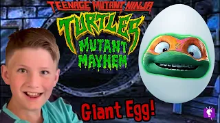 Giant TMNT Ninja Turtles Surprise Egg! Mutant Mayhem Mikey Loses His Shell at HobbyFamily House