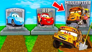Lightning McQueen GRAVE vs Miss Fritter GRAVE vs RIP Sally ! Big & Small Pixar Cars Dead Grave