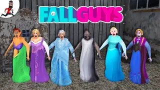 Granny Princess Elsa, Rapunzel, Cinderella, Ariel in [Fall Guys] ★ Funny Horror Animation ★ Cartoon