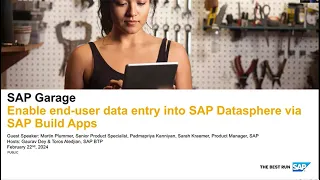 Enable end-user data entry into SAP Datasphere via SAP Build Apps Global | SAP BTP Garage Feb 2024