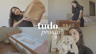 Quarto compartilhado com o bebê, bercinho pronto, mochila maternidade e tour no quarto da Sarah