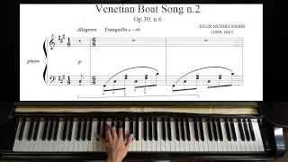 Mendelssohn - Venetian Boat Song Op. 30 No. 6 | Piano Tutorial