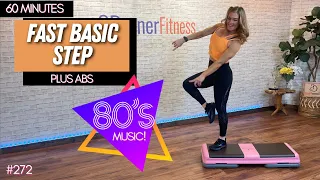 60 Minute FAST BASIC Step Aerobics | High Intensity Cardio Workout with ABS