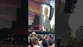 Adele speaks to the crowd during her Hyde Park concert