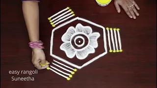 Karthika masam Diya kolam designs by easy rangoli Suneetha🌷beautiful muggulu with 3 dots