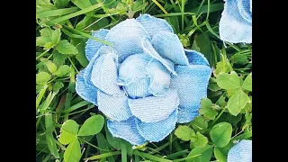 Розы из джинсовой ткани своими руками.How to make denim flowers easy tutorial| Denim flower DIY