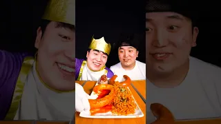 ASMR MUKBANG| Bar rice cake Tteokbokki, Hotdog, Kielbasa Sausage, Spicy noodles EATING SOUND #Shorts