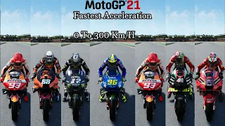 MotoGP 21 || The Fastest Acceleration GP Bike || 0 To 300 Km/H || Which Is The Quickest To Do First?