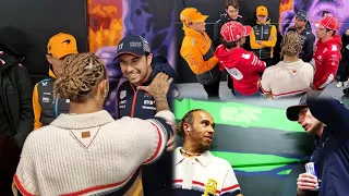 Lewis Hamilton joking with Max Verstappen Checo Perez & Sainz |F1 drivers chilling in Drivers Parade