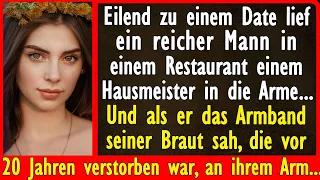 Eilend zu einem Date lief ein reicher Mann in einem Restaurant einem Hausmeister in die Arme...