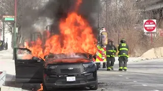 City vehicle engulfed in flames in Pilsen, Chicago police say; video shows fire implosion