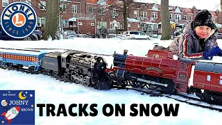 Johny Shows Polar Express and Hogwarts Trains Crash On Snow Giant Train Track Layout On Snow