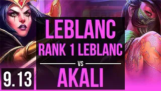 LEBLANC vs AKALI (MID) | Rank 1 LeBlanc, Rank 4, 1.4M mastery points | EUW Challenger | v9.13