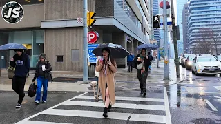 Rain on Bay Street | Downtown Toronto Walk (April 2024)