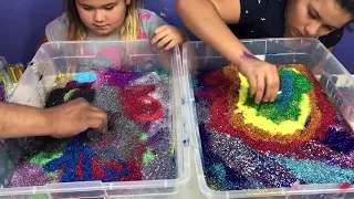 100 BOTTLES OF GLITTER Slime  VS 100 BOTTLES OF GLITTER SLIME - MAKING GIANT SLIME