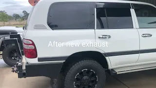 Land cruiser V8 petrol 100 series sound before & after exhaust. Extractors,twin 2”1/4 into 3”