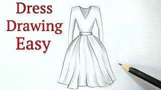 How to draw a beautiful dress drawing design easy for beginners Fashion illustration dresses drawing