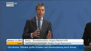 Ukraine-Krise: Merkel trifft NATO-Generalsekretär Rasmussen am 02.07.2014